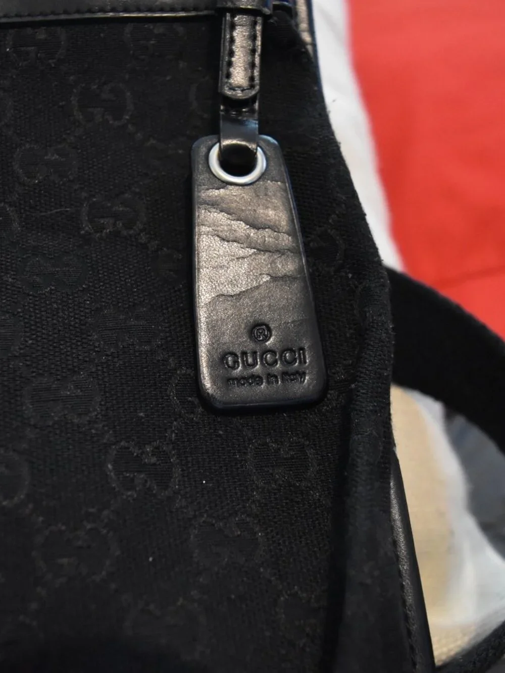 Vintage Gucci GG Monogram‎ Black Canvas Crossbody Shoulder Bag - Made in Italy